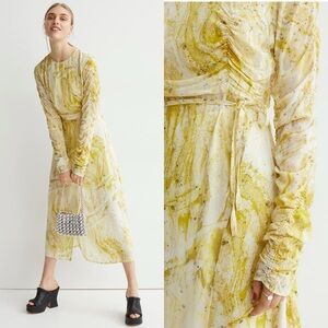 White Chartreuse Yellow Silky Maxi Dress